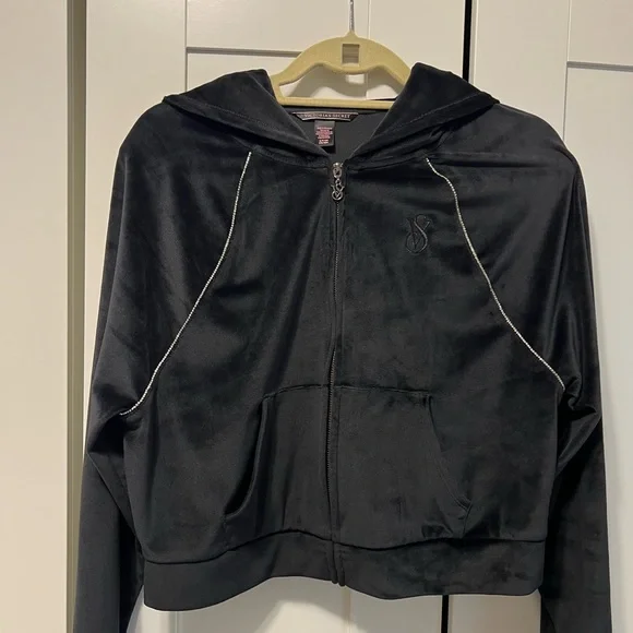 Victoria's Secret Black Hooded Bomber Jacket - Picture 1 of 3